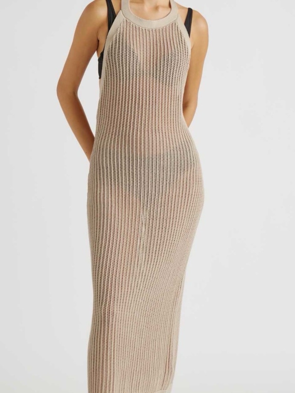 Quince open knit halter neck dress size medium